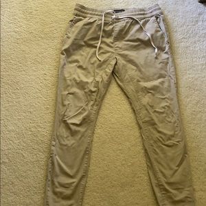 PacSun khaki zipper joggers with stretching fabric